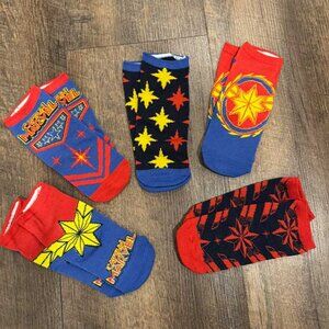 Captain Marvel Avengers Five Pack Women's Socks - fits women's shoe size 5-10